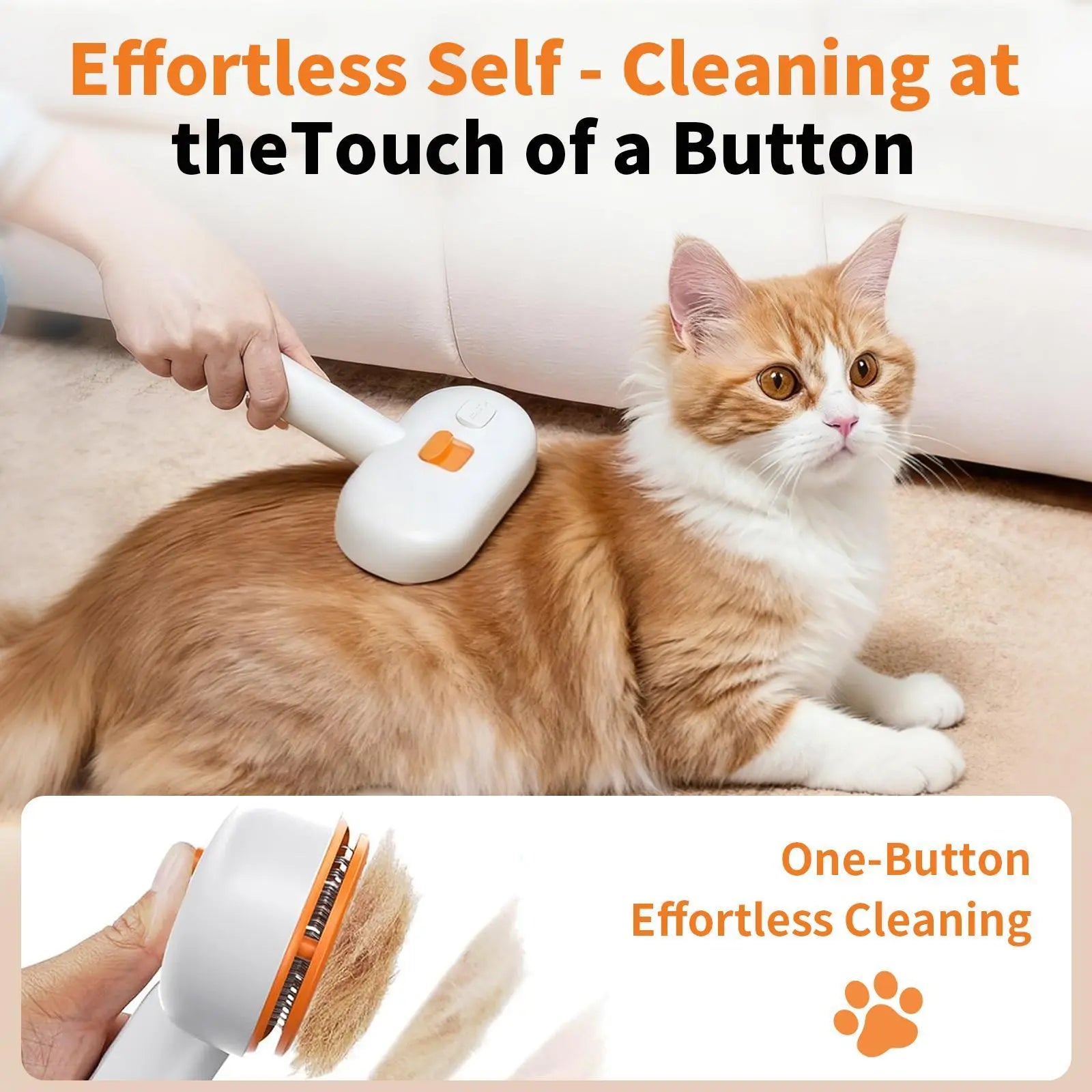 Furlyn Self-Cleaning Pet Hair Remover Brush with Spray Mist for Dogs and Cats - One-Click Grooming Tool for Efficient Shedding and Undercoat Removal