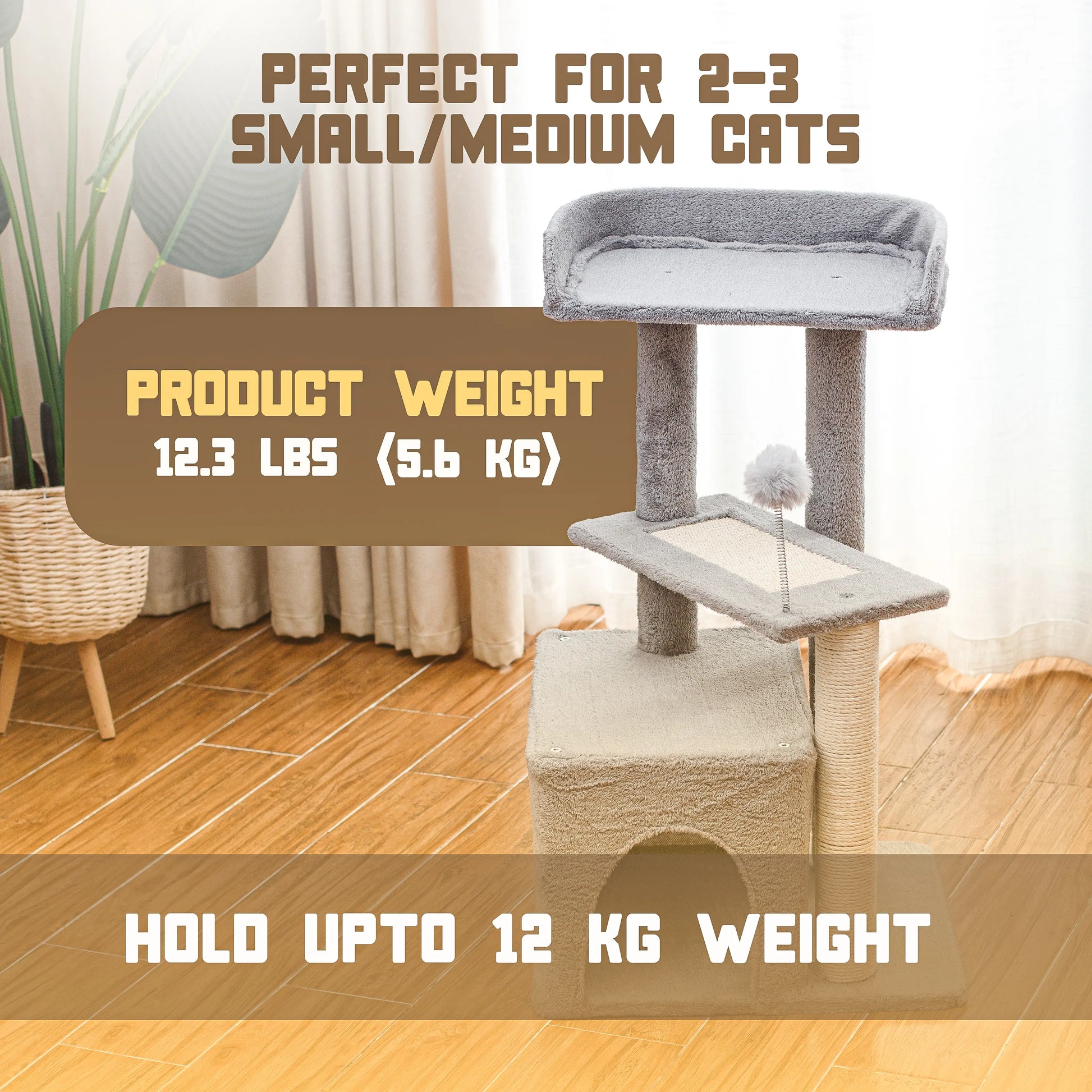 Indoor Multi-Level Cat Tree Tower with Sisal - Stable Pet Furniture for Cats