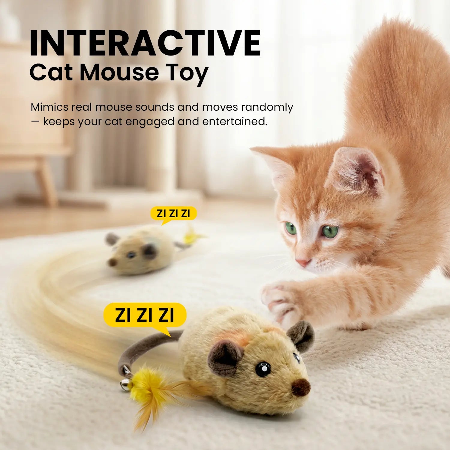 Geoorood Rechargeable Automatic Electric Cat Toy with Random Movement for Indoor Cats – Promotes Activity and Entertainment