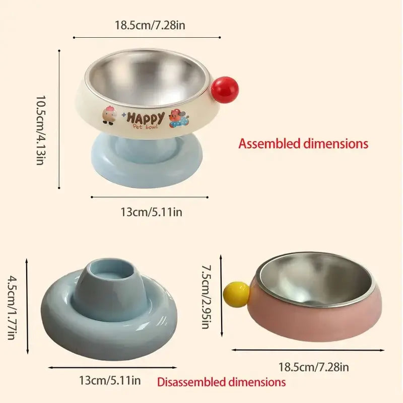 Premium Stainless Steel Pet Feeder Bowl for Cats and Dogs - Available in 3 Colors, Anti-Slip Design, Non-Tip Feature, Removable Inner Liner, Easy to Clean, Blackhead Prevention