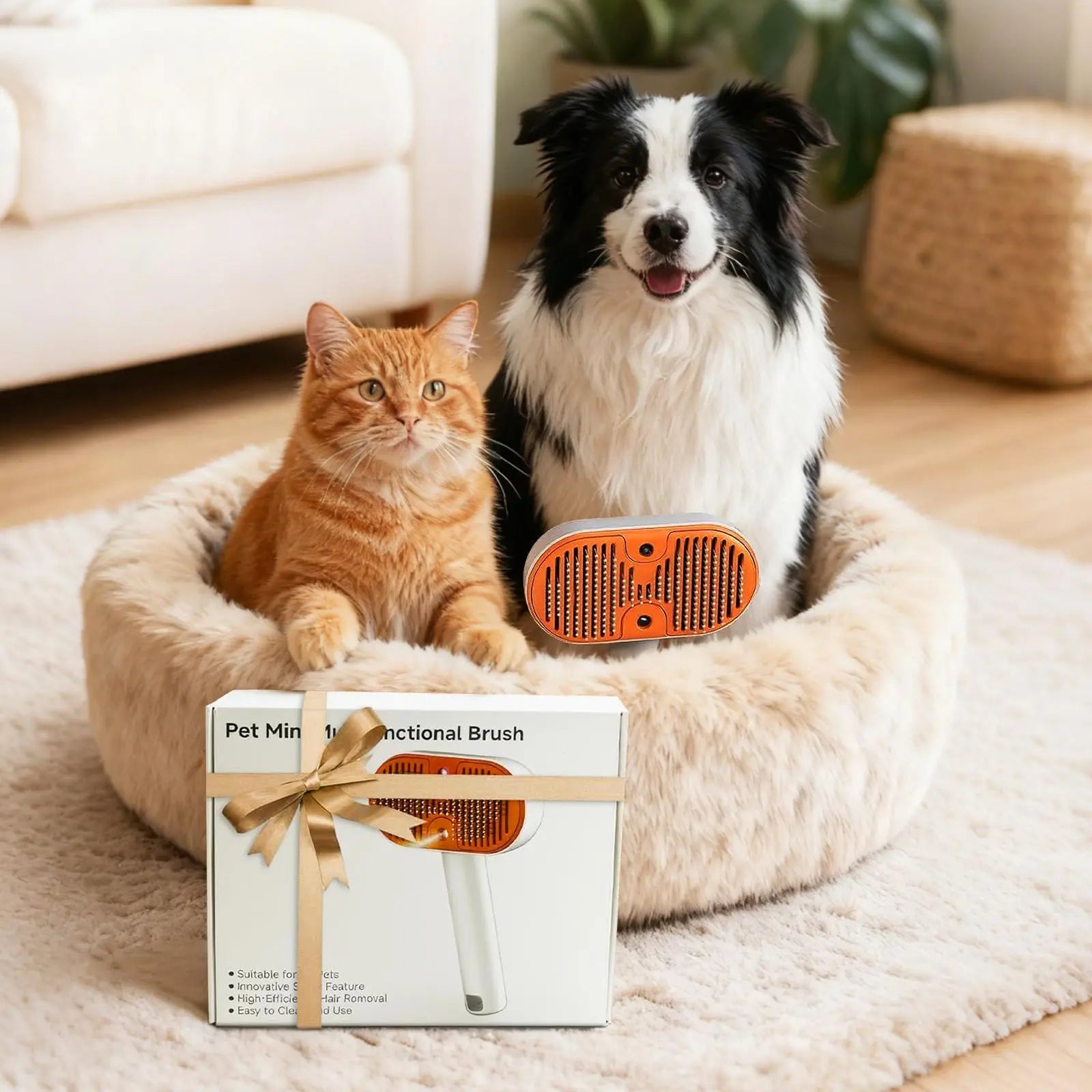Furlyn Self-Cleaning Pet Hair Remover Brush with Spray Mist for Dogs and Cats - One-Click Grooming Tool for Efficient Shedding and Undercoat Removal