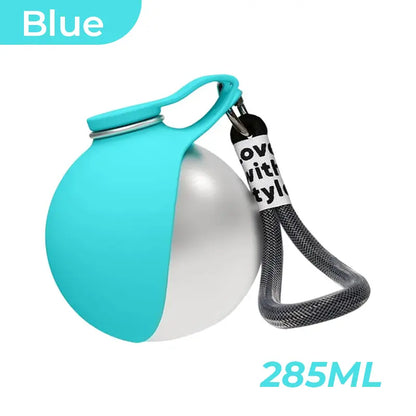 Portable 2-in-1 Dog Water Bottle with Collapsible Silicone Bowl, BPA-Free Stainless Steel, Leak-Proof Travel Dispenser for Outdoor Activities (10 oz, Pink & Blue)