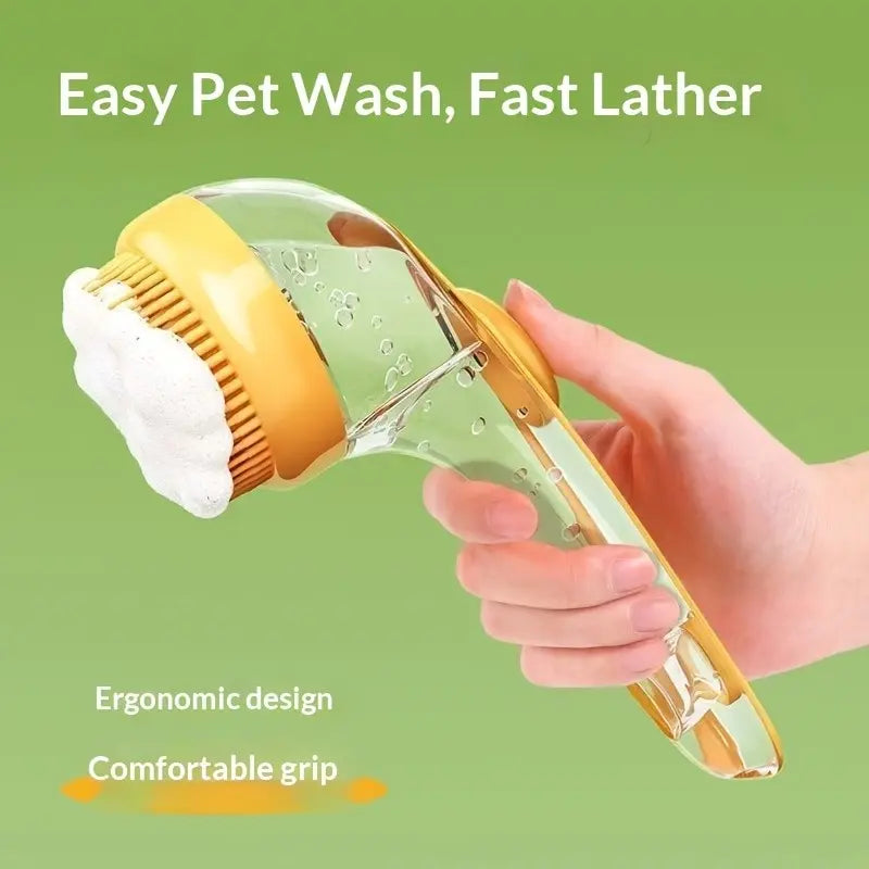 2-in-1 Pet Bath Brush and Shampoo Dispenser | Silicone Dog Grooming Massage Scrubber