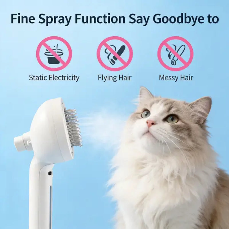 Professional 3-in-1 Self-Cleaning Steam Pet Brush for Cats and Dogs - Safe Grooming and Deshedding Tool for All Coat Types