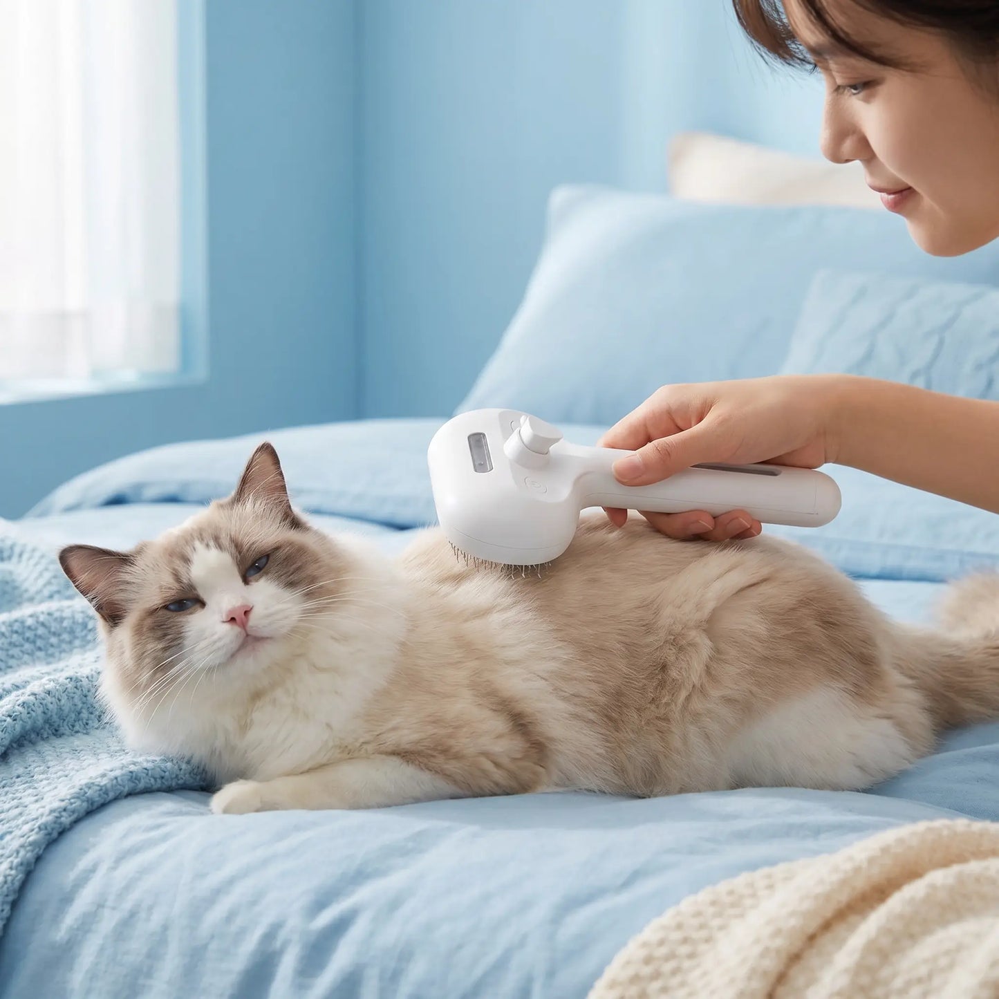 Professional 3-in-1 Self-Cleaning Steam Pet Brush for Cats and Dogs - Safe Grooming and Deshedding Tool for All Coat Types