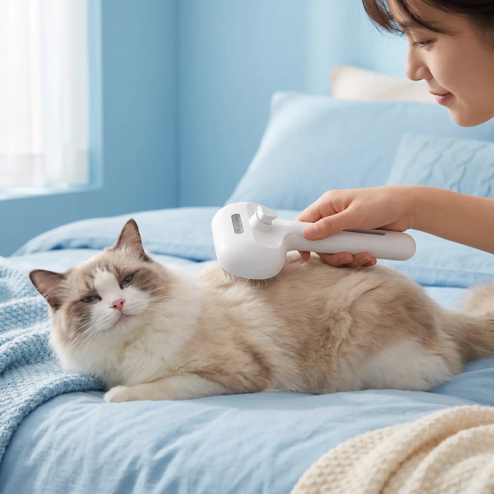 Professional 3-in-1 Self-Cleaning Steam Pet Brush for Cats and Dogs - Safe Grooming and Deshedding Tool for All Coat Types
