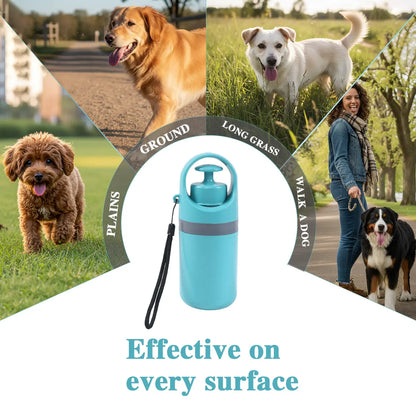 Portable No-Touch Dog Waste Scooper with Teal Green Claw Design, Includes 15 Bag Attachments and Leak-Proof Storage Container