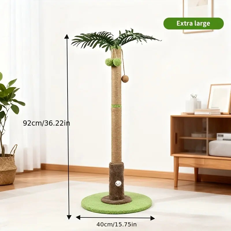 2026 Multi-Level Sisal Cat Scratching Post - 36.22” Palm Tree Design with Interactive Toys and Stable Base for Indoor Cats in Compact Spaces
