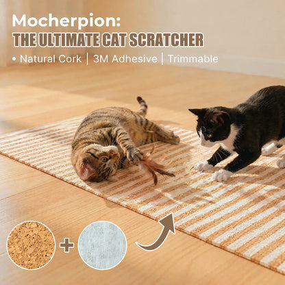 Mocherpion Eco-Friendly Natural Cork Cat Scratching Pad Mat - Enhanced Wall and Furniture Protector with Customizable Design and Strong 3M Adhesive