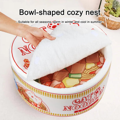 Ramen Noodle Pet Bed with Removable Washable Cushion - Cozy and Warm Nest for Indoor Cats and Dogs of All Sizes