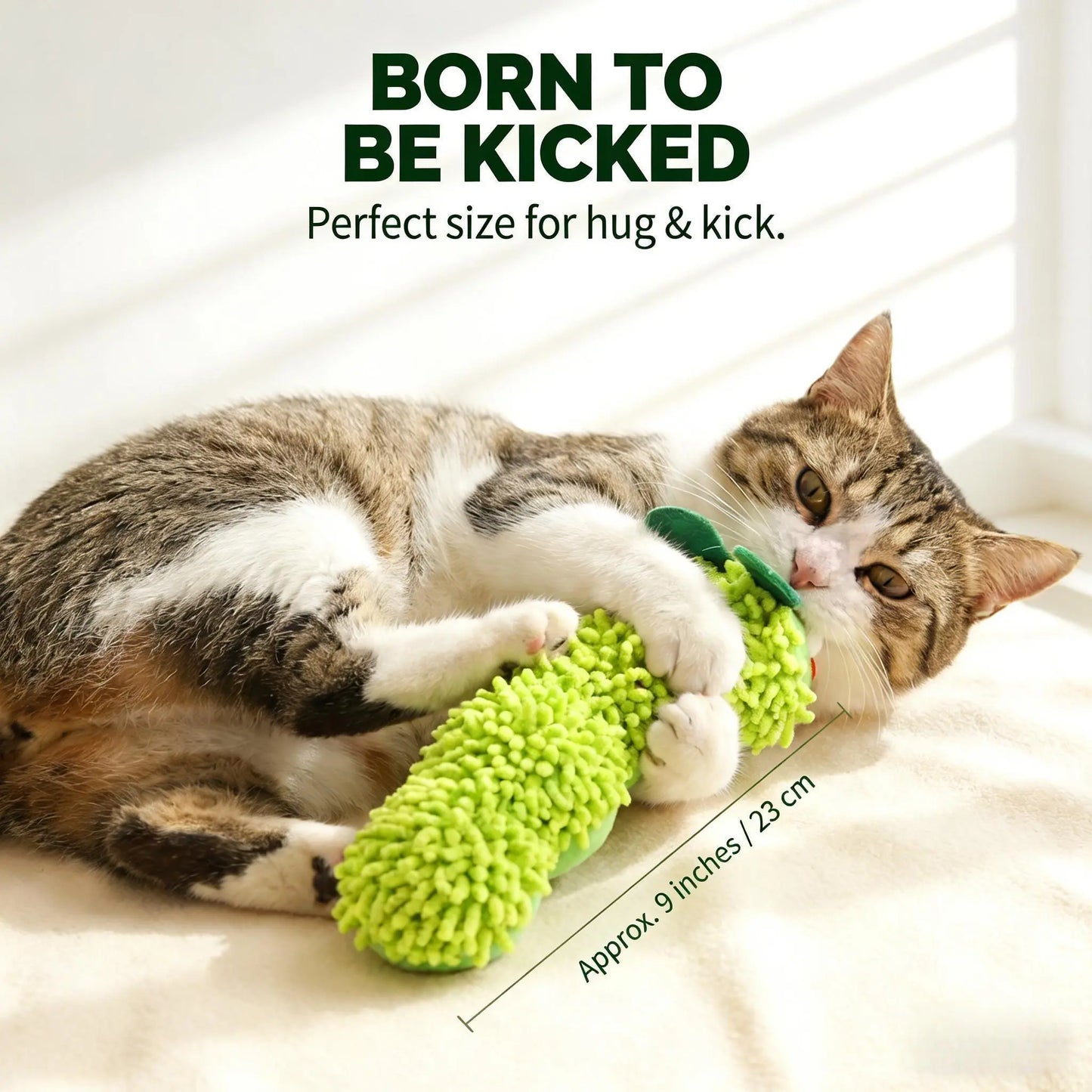 Catnip Caterpillar Plush Pillow - Interactive Crinkle Sound Toy with Catnip Head and Silvervine Tail for Indoor Cats