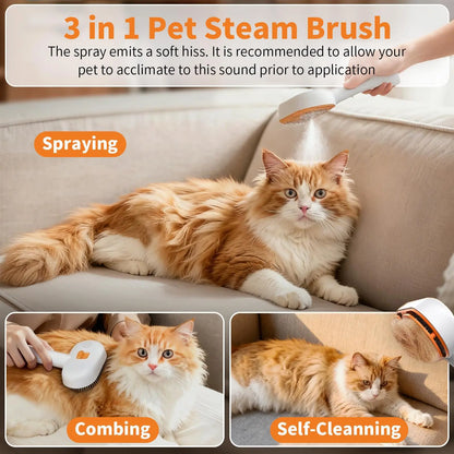 Furlyn Self-Cleaning Pet Hair Remover Brush with Spray Mist for Dogs and Cats - One-Click Grooming Tool for Efficient Shedding and Undercoat Removal
