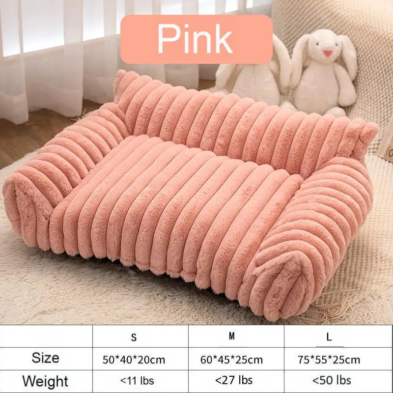 Premium Fluffy Fleece Pet Sofa Bed - 4 Stylish Designs, Soft and Cozy, Washable Cover, Ideal for Indoor Cats and Outdoor Use