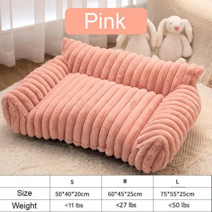 Premium Fluffy Fleece Pet Sofa Bed - 4 Stylish Designs, Soft and Cozy, Washable Cover, Ideal for Indoor Cats and Outdoor Use