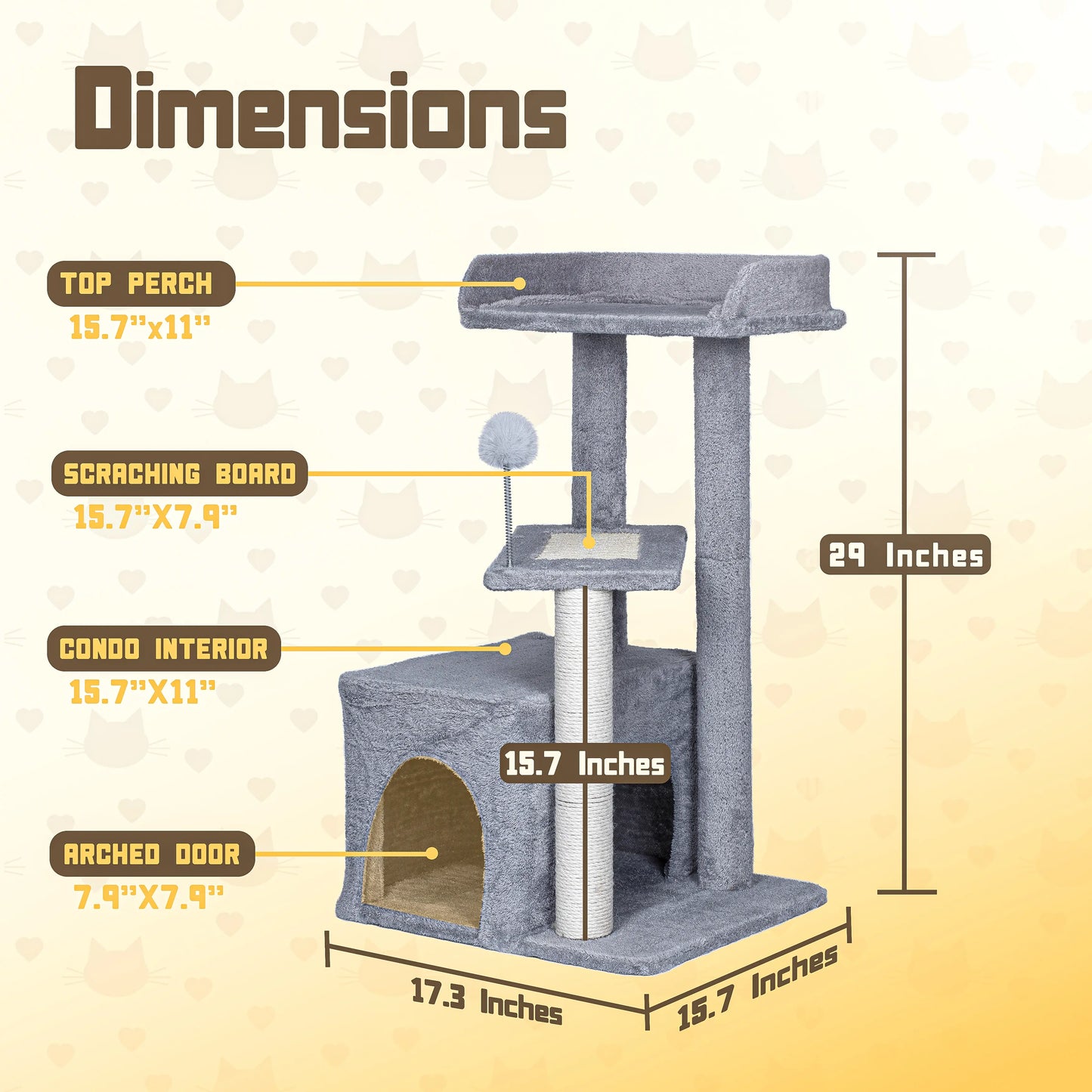 Indoor Multi-Level Cat Tree Tower with Sisal - Stable Pet Furniture for Cats
